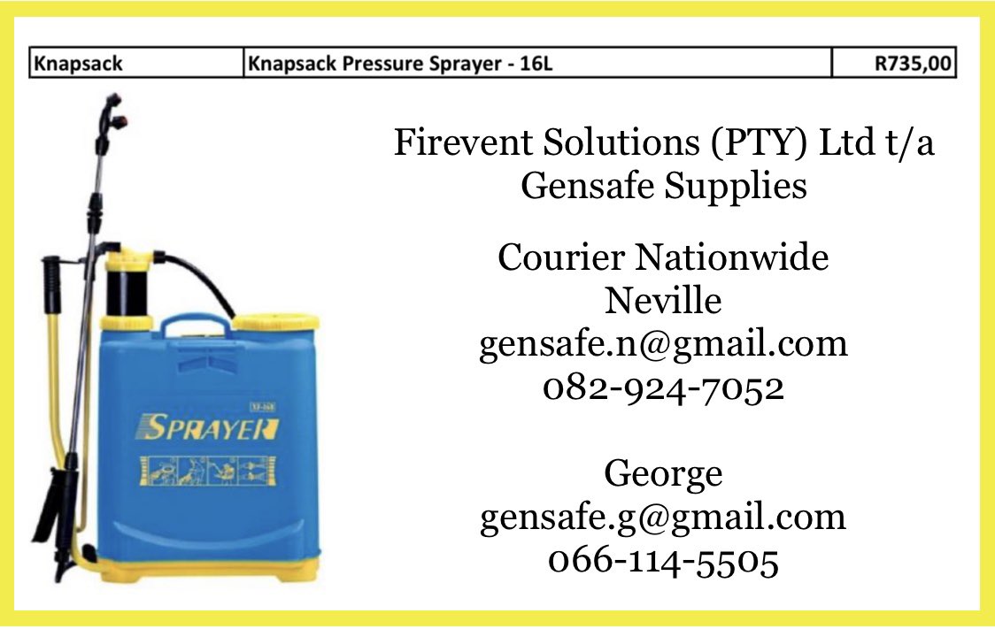 firevent's tweet image. #knapsack #pressuresprayer #backpack #pump Availabe from Gensafe Supplies. 
Courier Nationwide