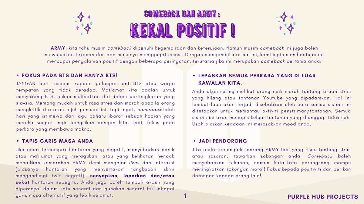 Purple Hub Projects On Twitter Hey Army Want To Make Sure You Have A Positive Comeback Experience We Got You Use Readyfordynamite To Share How You Promote A Positive Space