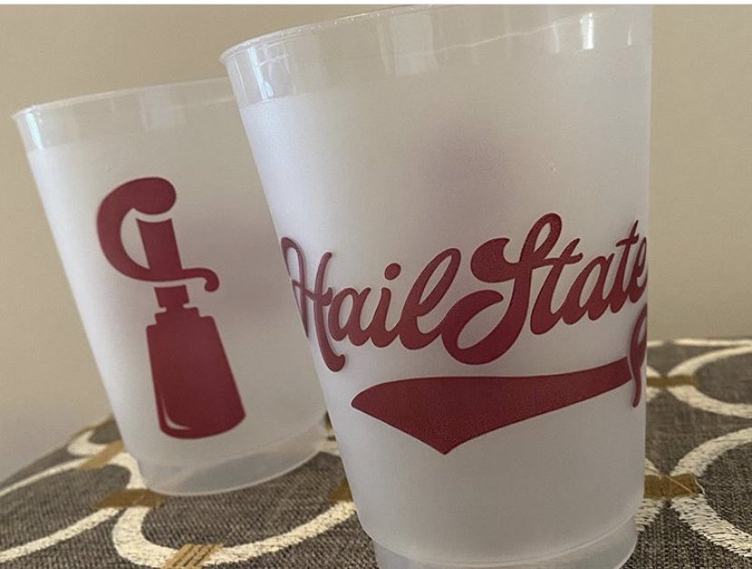 RedBirdPaper's tweet image. Since we can’t tailgate on campus this season, have the best tailgates at home with our new RBP cups and koozies! Great for teacher happies, hostess gifts or just watching the game on your back porch! redbirdpaper.com #HailState