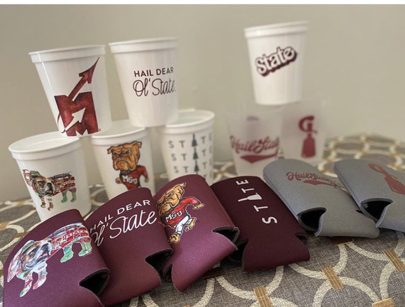 RedBirdPaper's tweet image. Since we can’t tailgate on campus this season, have the best tailgates at home with our new RBP cups and koozies! Great for teacher happies, hostess gifts or just watching the game on your back porch! redbirdpaper.com #HailState