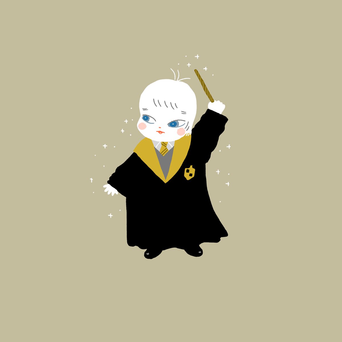 hogwarts school uniform wand solo holding wand 1boy blue eyes necktie  illustration images