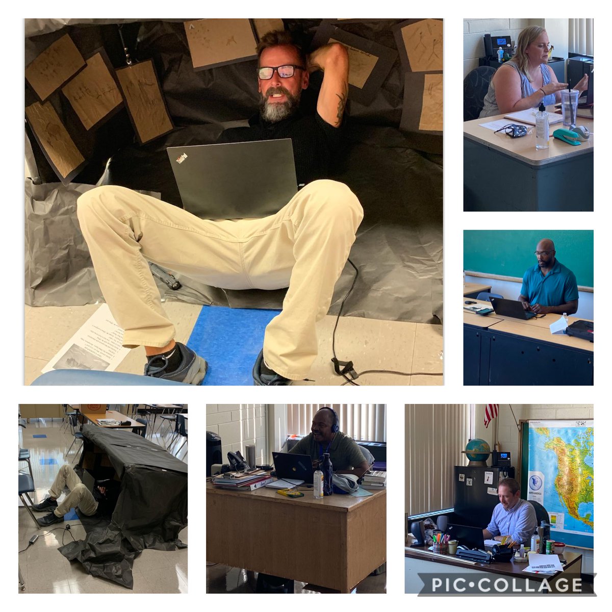 wayneatschool's tweet photo. Forgive me for gushing but I just can’t help myself. Our first day of Remote Learning was amazing!  Most students had a dedicated distraction free work space at home and teachers were on their game.  (Yes...that teacher did a live lesson from a cave he built!) #StrongerThanEver https://t.co/6SpOa5gKQ9