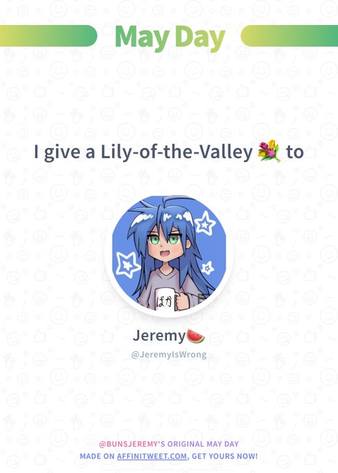 #Affinitweet May Day
JeremyIsWrong, I give you my best bouquet of lily-of-the-valley! ?
To whom will