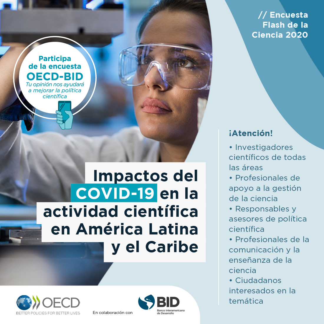 f_varg's tweet photo. ¿Cómo está afectando el #COVID-19 a la #ciencia latinoamericana? Participa de esta encuesta de @el_BID junto a @OECDinnovation y suma tus experiencias y opiniones para mejorar la política científica en #AmLat https://t.co/a9xI0PBrA9 https://t.co/tFJRdeR3NU
