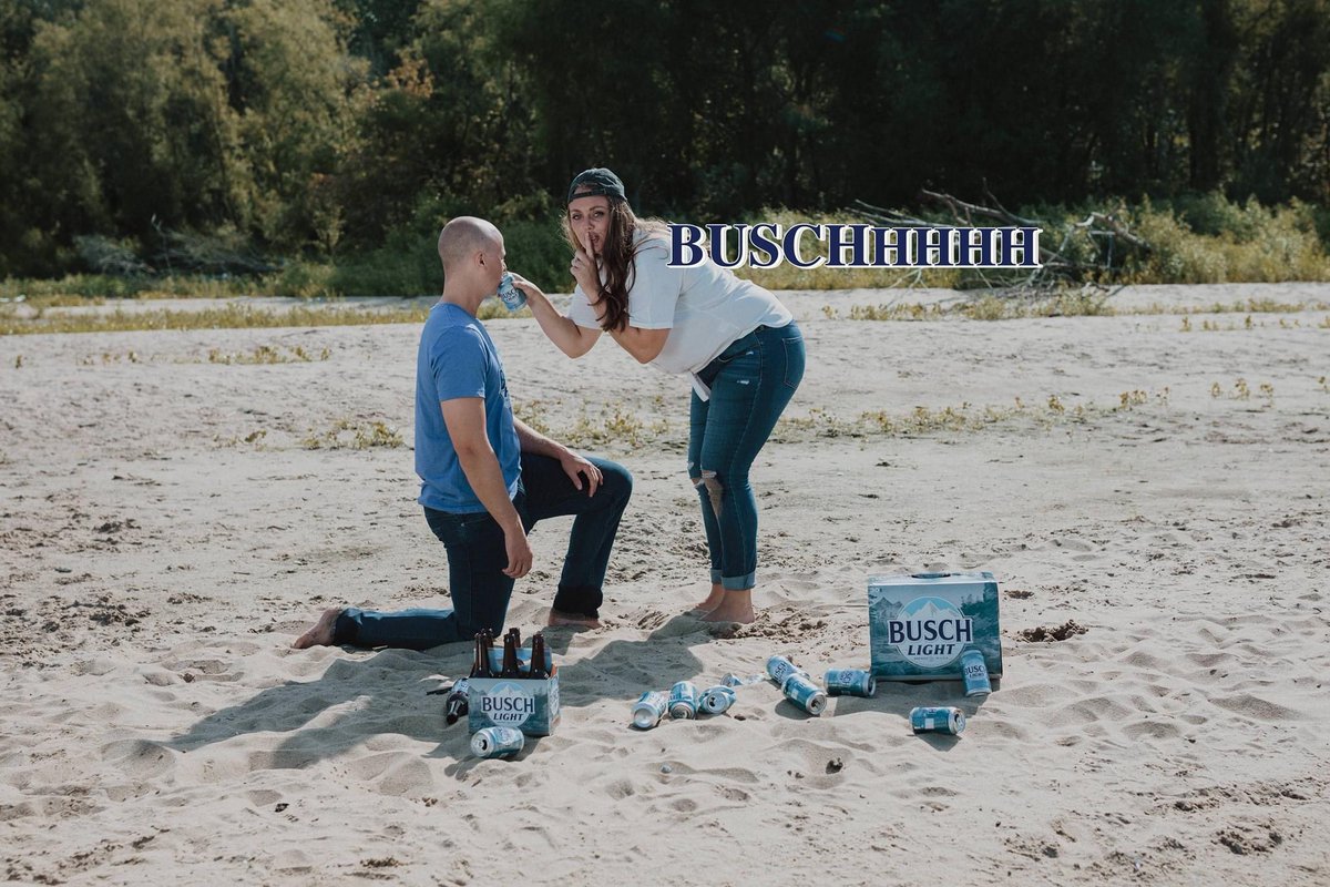 Vmay21's tweet photo. SURPRISE!!! We won the @BuschBeer wedding sweepstakes! In honor, we bought some Busch and had ourselves a party 🎉 https://t.co/nFHaDwvg8d