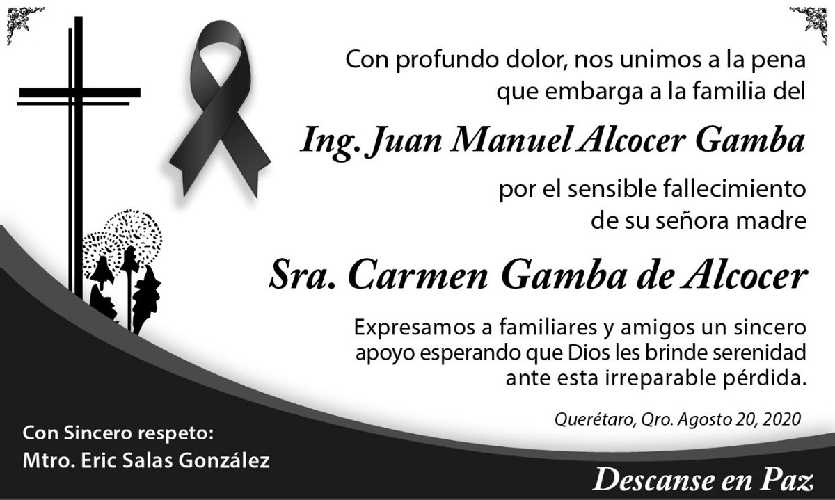 Con Aprecio, le deseo fortaleza y comprensión al Ing. Manuel Alcocer 
🙏🏼🙏🏼