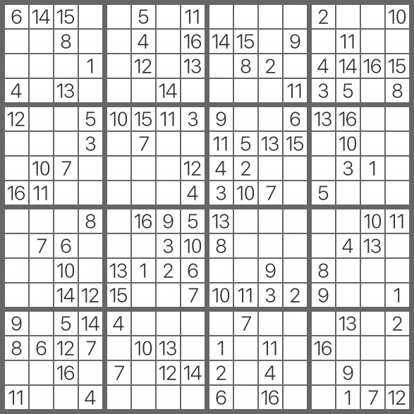 Printable 16x16 sudoku  Sudoku printable, Sudoku, Sudoku puzzles