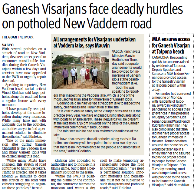 thegoanonline's tweet photo. Ganesh Visarjans face deadly hurdles on potholed New Vaddem road
#RoadCondition #Potholes
#VascoGoa #NewVaddem https://t.co/nXeEg07Gx4