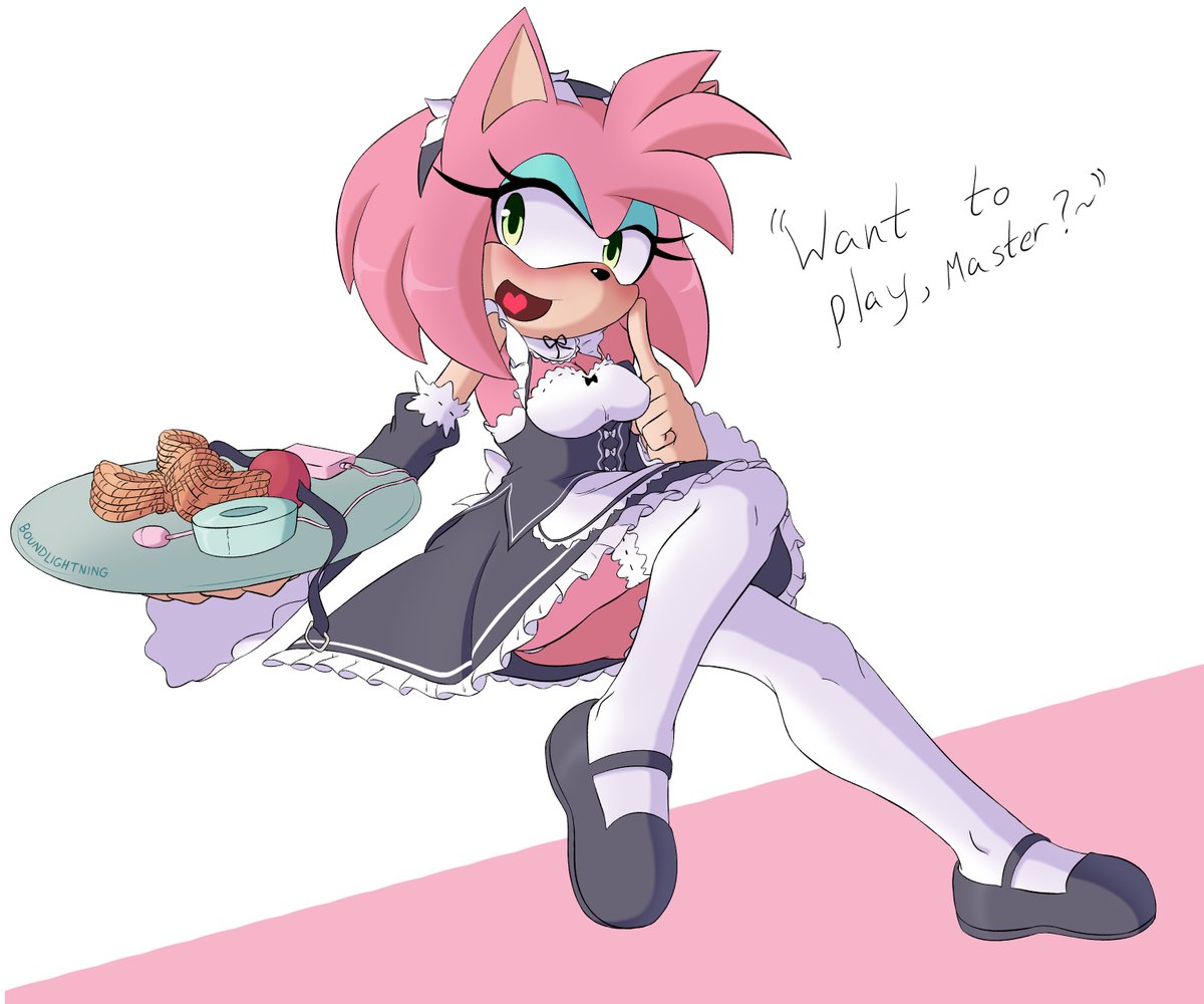 Amy Rose in a Rem/Ram-inspired maid outfit, bringing you some toys to play ...