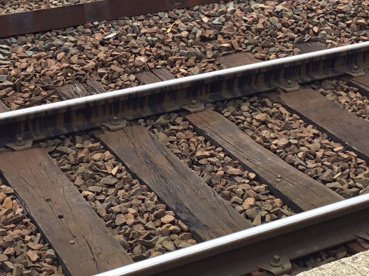 micmic44470's tweet photo. @Conducteur_TER @TERPays2LaLoire @SNCFReseau @GroupeSNCF On voit bien les traces laissé par le graissage de boudin ... la table de roulement n’est heureusement pas touchée seul le flan du champignon est visé 😉 https://t.co/Kc2kZacrK7