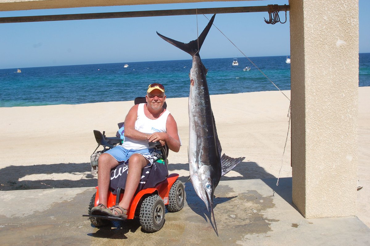 MagicMobility's tweet image. This #FunFriday, we want to hear your #fishing story. Is there a big one that got away? Or perhaps, it's about the big catch like the one shown with #ExtremeX8 user Thomas from USA. Don't forget, Magic Mobility has a Fishing Rod Holder that can be mounted onto our #powerchairs!