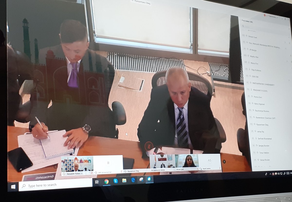 rusintrade's tweet photo. On August 20, 2020, @rusintrade jointly with @investindia  held the webinar. O. Ryazantsev, Deputy Minister @minpromtorg_rus, and Union Minister Mr M. Mandaviya (@mansukhmandviya) discussed bilateral collaboration in shipbuilding, repair, inland waterways and ports sectors. https://t.co/Ku80kmBWsV