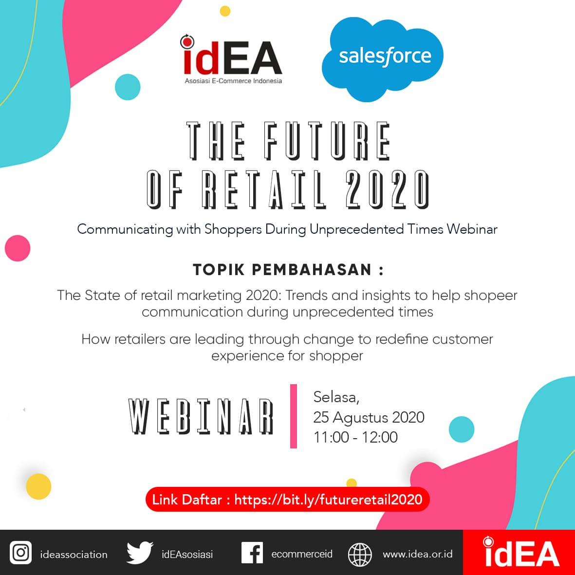 55% konsumen di Indonesia lebih cenderung membeli  online di masa pandemi ini.  Lantas, apa yg harus kita siapkan &amp; inovasi apa yg harus kita lakukan sebagai pengusaha retail untuk sukses melewati era pandemi &amp; menangkap peluang yg muncul. Yuk daftar di bit.ly/futureretail20…