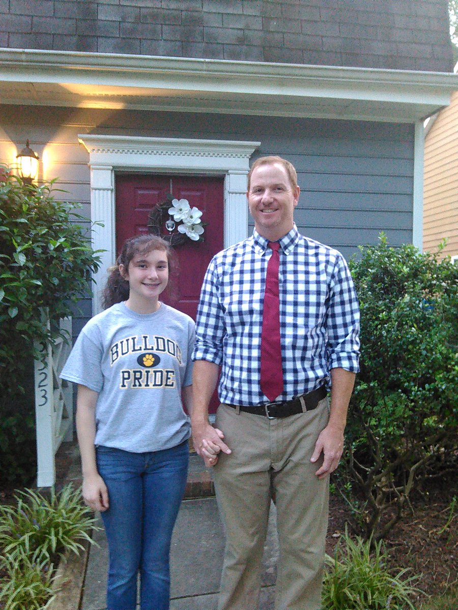 44RedHistory's tweet photo. Inspired by Clark Norman and his daughter Kelsey (Lamana), Emma-Rae and I have taken about 16 First Day of School pictures.  Here's three of our 13 First Days with Orange County Schools! (Senior year-CRHS, 8th Grade-ALS, and Kindergarten-New Hope) #OCSfirstday https://t.co/McBrBnfgyR