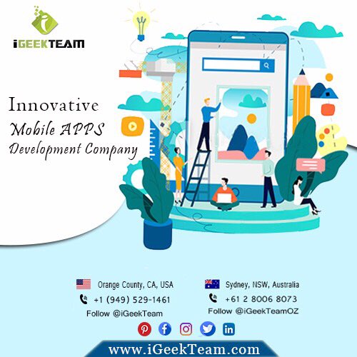 iGeekTeam's tweet photo. Need to transform your innovative ideas into a successful app? 📲 🚀
.
We’re a leading Mobile Apps Design and Development company with offices in Orange County 🇺🇸&amp; Sydney 🇦🇺
.
#Android #Kotlin #iGeekTeam #MobileApps #iGeekTeamOZ #Java #appdevelopment #Google https://t.co/Ns0vTV0JnM