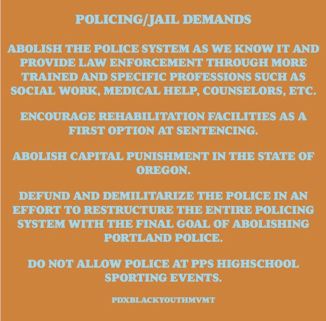 On Aug. 7, PDXBYM released these four specific sets of demands, encompassing policing and jail; healthcare; housing and property; and education. Their demands are as follows: