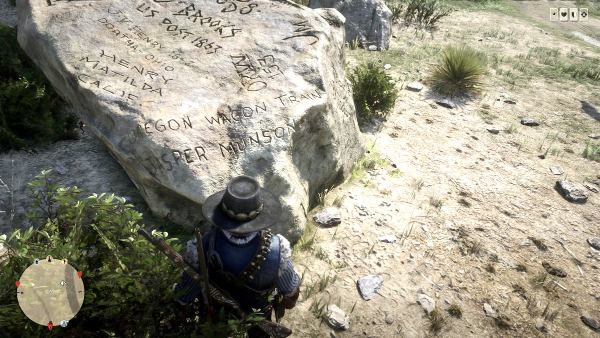 Fifty year old Red Harlow in his eastward journeys made it to Register Rock in the great state of New Hanover.Awesome how this is the  #RedDeadRedemption2 equivalent of Independence Rock on the Oregon Trail from our universe. #RedDeadOnline  #RedDeadRevolver