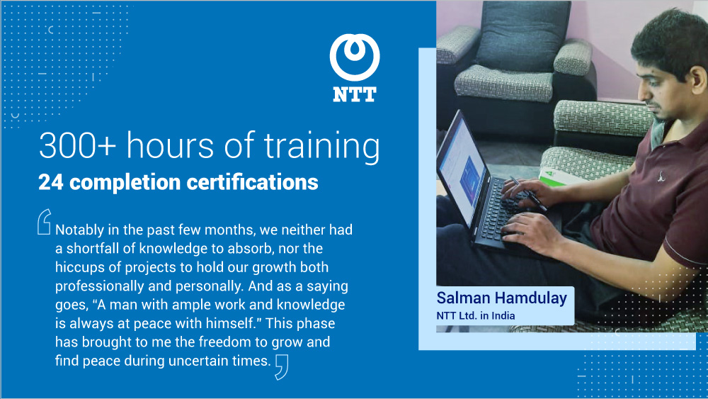 nttdata_inc's tweet image. With positivity and optimism Salman Hamdulay is scaling new heights and making the most of both challenges and opportunities in the new normal. 
#FreeToGrow #NTTLtdIndia