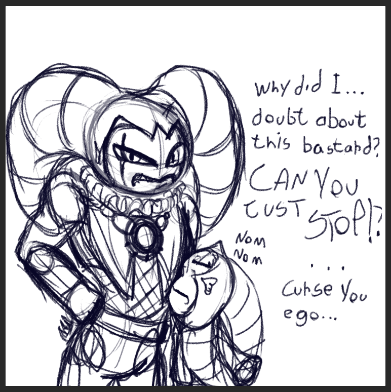 KuroiTheBunny's tweet photo. ouo I just made that doodle of my #Fanmaren Nemesis attacking #Reala for a little snack... yep Nemesis is like a dream eater. 

#NiGHTSintoDreams #NightsJourneyOfDreams #Sega #Fanart #Doodle https://t.co/eVeI94DfdN