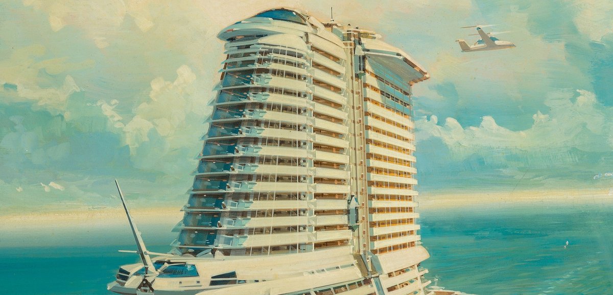 GregRozeboom's tweet image. John Berkey - High-Rise Cruise Ship.

I would watch this disaster movie.