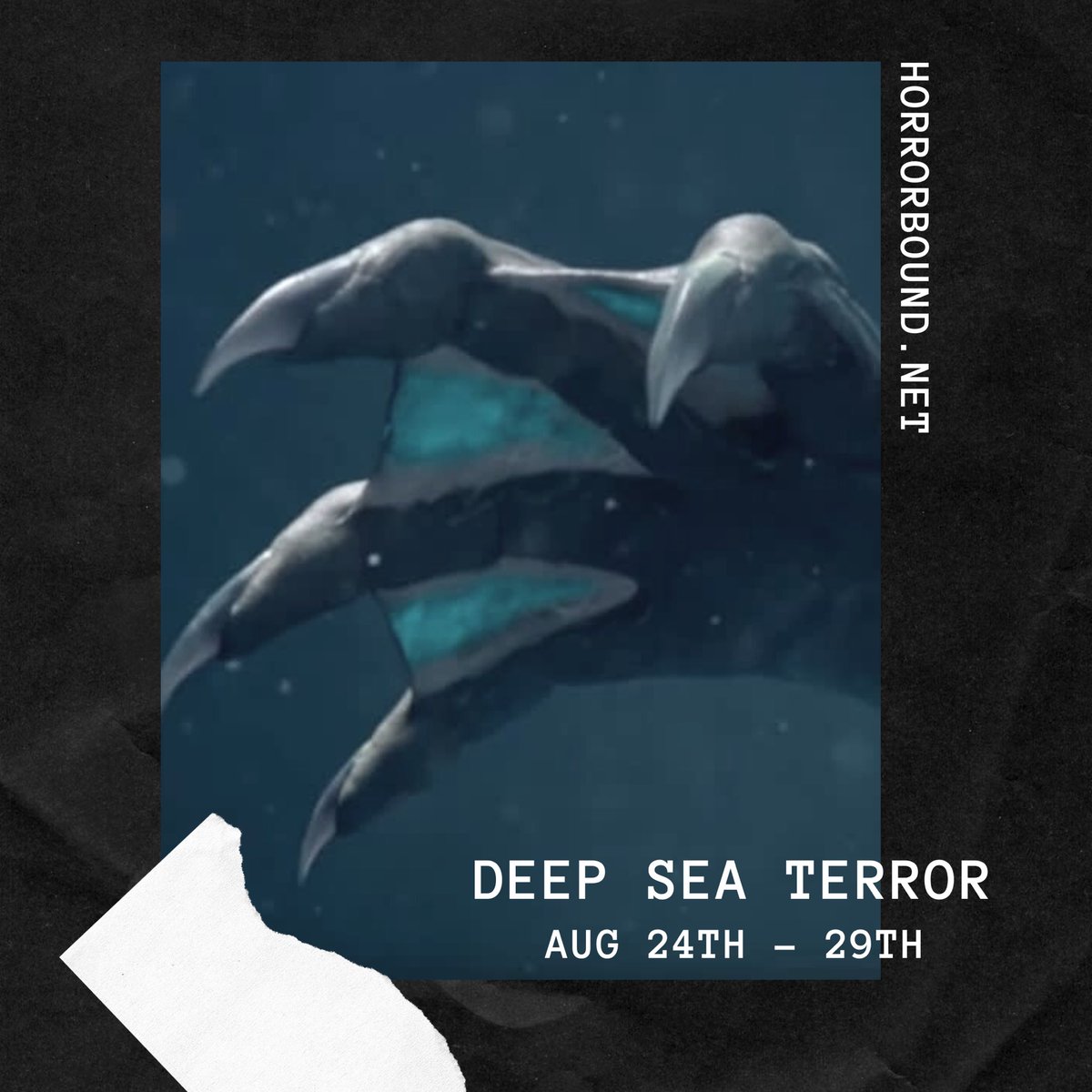 Draconocturne's tweet photo. What’s up #HorrorFam #MutantFam . In case you haven’t heard, Theme Weeks are back on the @horrorboundblog website! This month: #DeepSeaTerror . Be sure to stop by the site and check it out next week. https://t.co/KmlOebXrWE