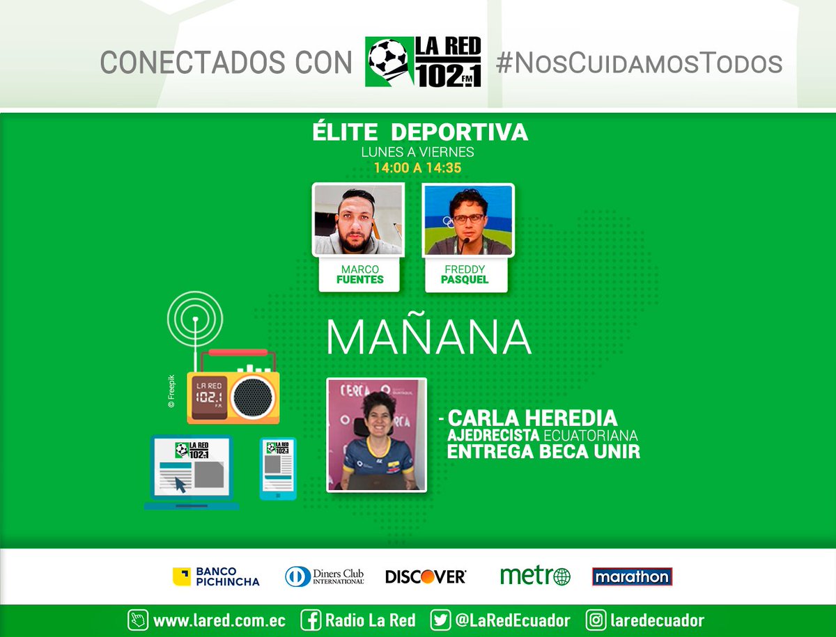 cooIcats_io's tweet photo. Mañana en  #ÉliteDeportiva. Repasaremos las palabras de la ajedrecista @HerediaCarla en la entrega de una beca por parte de la UNIR en conjunto con la Fundación Cofuturo, como parte del programa "Nuestro Futuro, Nuestros Sueños". 

Junto a @marcoffuentes y @freddypasquelm 
2 pm. https://t.co/IsQT3irBOa