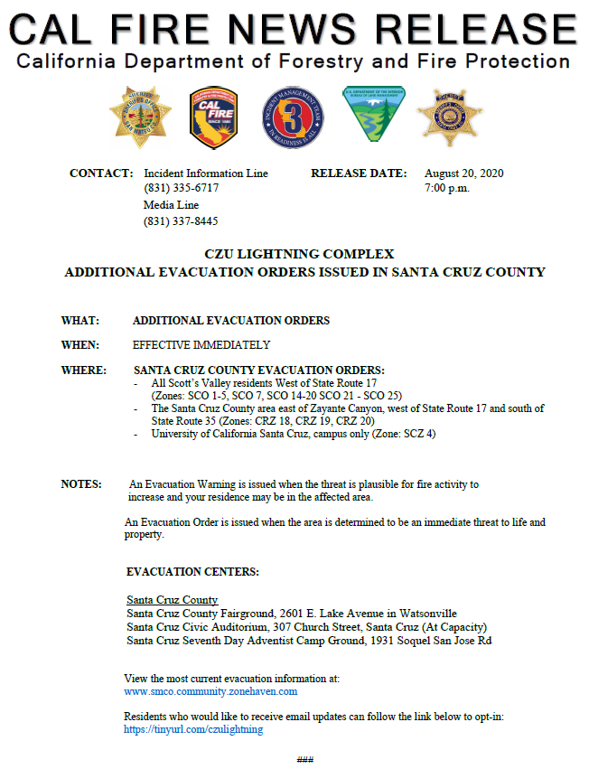 CAL FIRE CZU tweet media