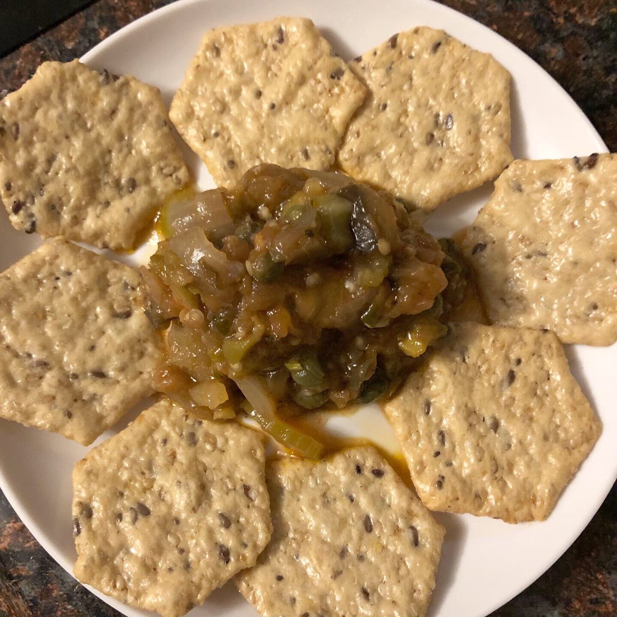 Caponatina Siciliana. 🍆🍅🍽 #Eggplant #Caponatina #CaponatinaSiciliana #Sicilian #celery #onion #capers #olives #oliveoil #seasalt #sauce #garlic #appetizer #delicious #glutenfree