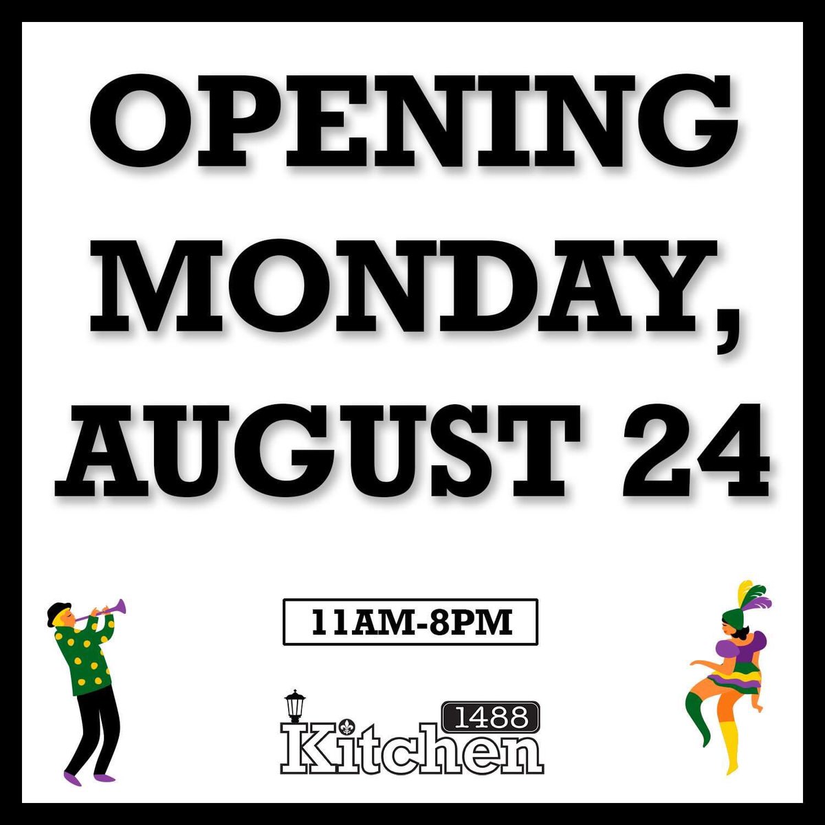 1488Kitchen's tweet image. It’s almost time! We are opening Monday, August 24th at 11am-8pm

COVID-19 update:
We only put the number of tables in so that we are compliant with social distancing guidelines. Our staff will be wearing masks. We will add in more seating when this craziness is all over!