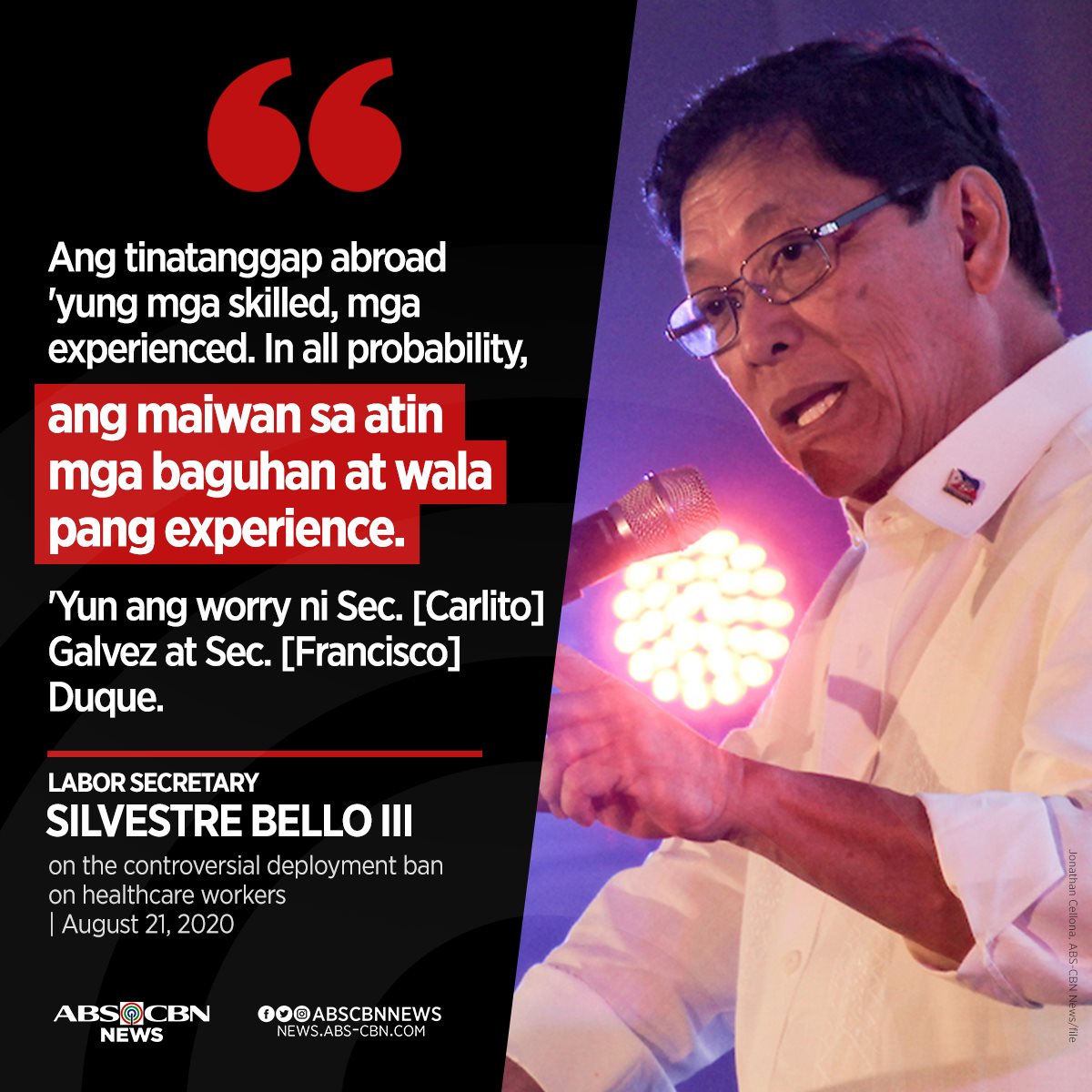 ABSCBNNews's tweet photo. Nangangamba ang ilang opisyal ng gobyerno na ibang mga bansa ang makikinabang sa serbisyo ng mga mahuhusay na healthcare workers ng Pilipinas.

BASAHIN: https://t.co/SNScTmboxN https://t.co/sAve82wKOv