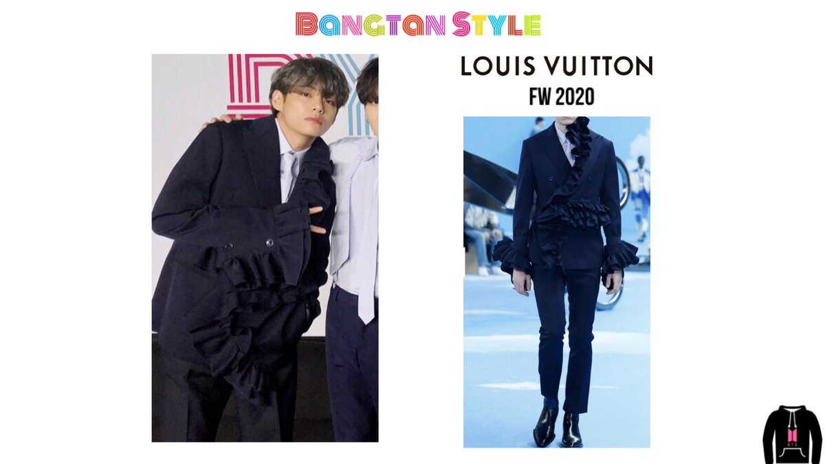 X \ Bangtan Style⁷ (slow) على X: BTS DYNAMITE PRESS CONFERENCE Taehyung  was wearing LOUIS VUITTON FW2020 Menswear Collection. (price not available  on site but the coat version of this is $8000+) #