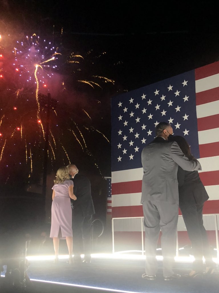 Tyler Pager On Twitter Joe And Jill Biden Kamala Harris And Doug Emhoff Embrace As They Watch Fireworks Outside The Chase Center In Wilmington Https T Co Zimcemyhwf