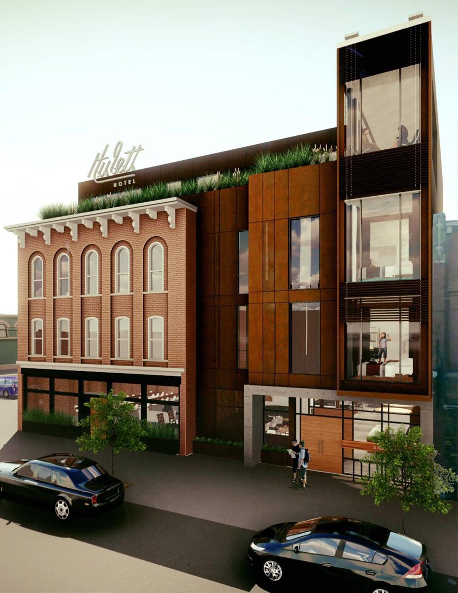 Remember hearing about that proposed historic renovation / infill development, Hulett Hotel, on W 25th St in Ohio City?? Per owner Mark  @clevelandhostel, plans are still full steam ahead on this incredible project, located across from the future  @IrishtownBend park... (1/5)