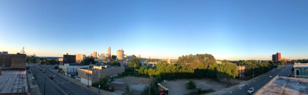 The showstopper is the building’s roof view. Plans call for a roof deck w/ unobstructed views over  @DowntownCLE & future  @IrishtownBend.  @clevelandhostel envisions a public bar and possibly other hotel amenities up here as well. This whole development is so exciting!! (5/5) &ndash; bei  Ohio City