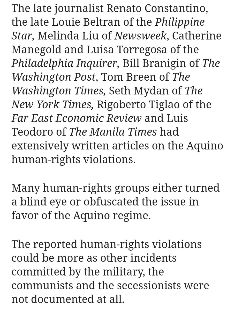 - Human rights groups turning a blind eye on Aquino HRAs- HRA reports might've omitted communist and secessionist crimes- Aquino, the icon of democracy, sued journalist Louie Beltran for his figurative speech