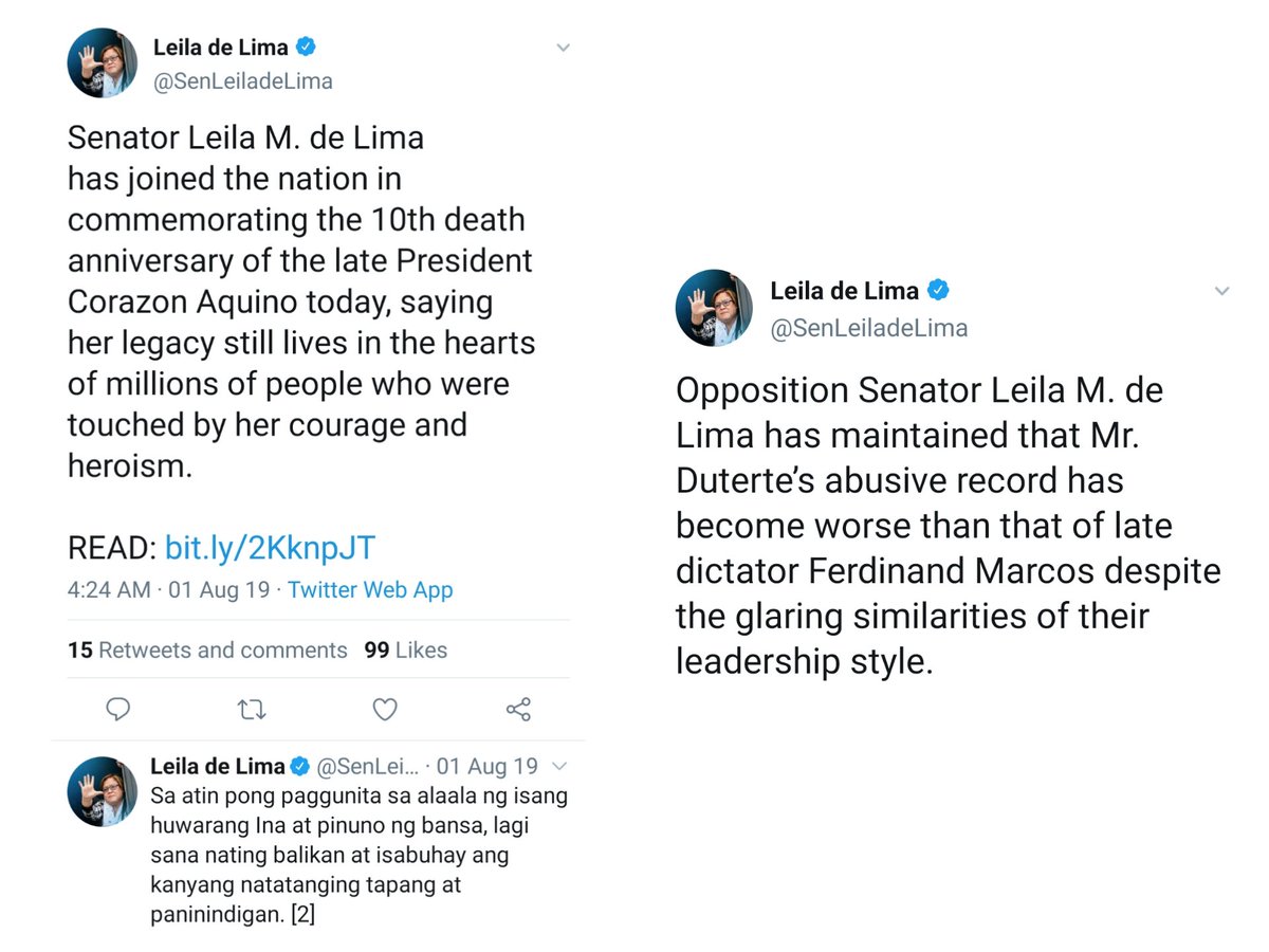 TODAY'S LIBERAL PARTY @TrillanesSonny,  @risahontiveros,  @kikopangilinan, and  @SenLeiladeLima—prominent human rights and press freedom advocates.Marcos has been compared to Duterte for the alleged neglect for human rights.But why aren't they resisting Aquino?Oh saint Cory.