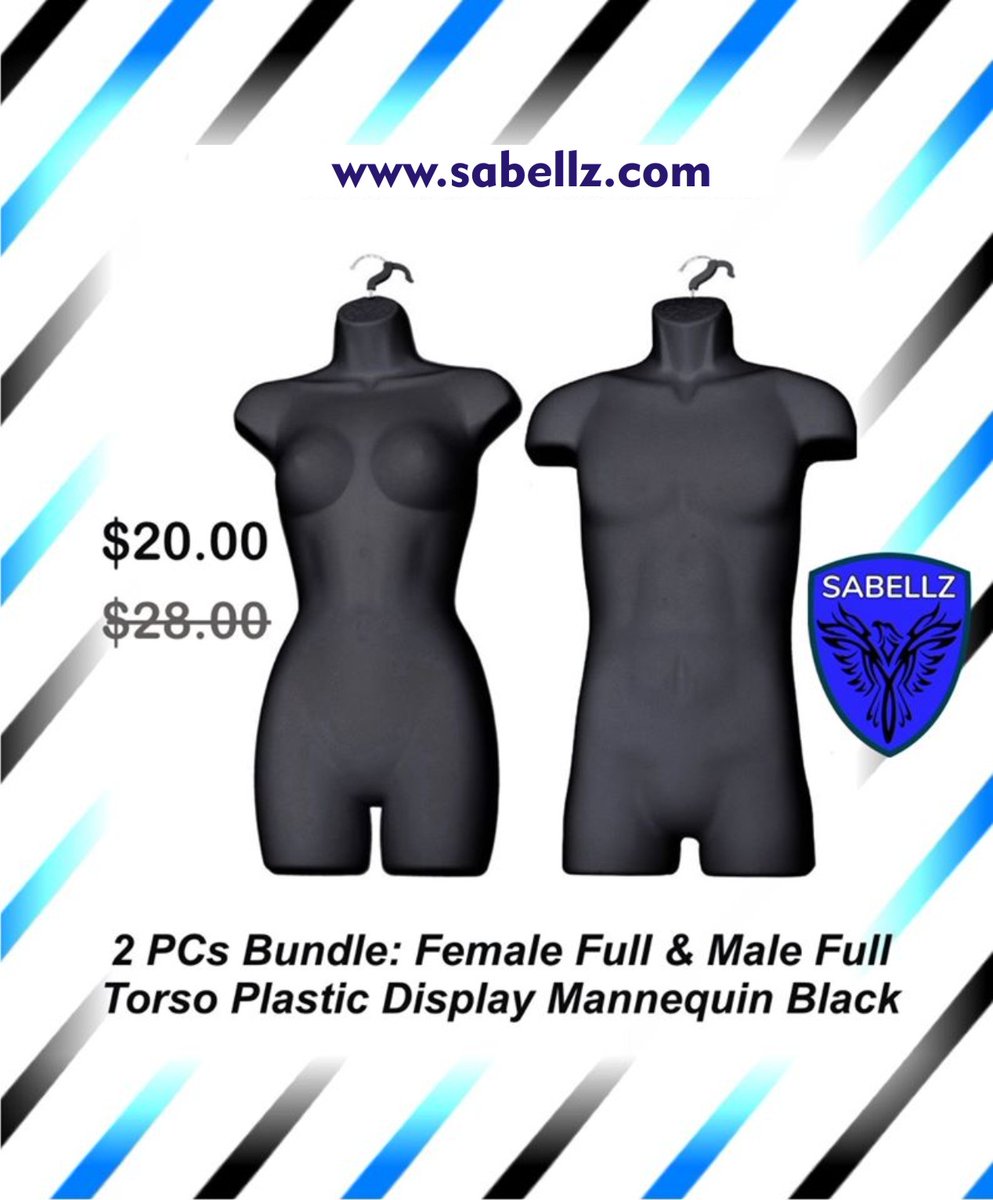 sabellzstores's tweet image. Do you want to display that beautiful outfit?
Hurry now, Get this 2 PCs Bundle: Female Full &amp;amp; Male Full Torso Plastic Display Mannequin Black
Shop now: bit.ly/2Y6G2IK
#plasticdisplay #mannequin #torsoplasticdisplay