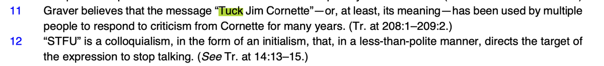 one last point: i cannot figure out why the opinion says "TUCK jim cornette" in 3 places. as far as i can tell, the shirts use the actual f-bomb, as does the opinion elsewhere. hmu if you can help me solve this riddle.  #thankyoufyoubye