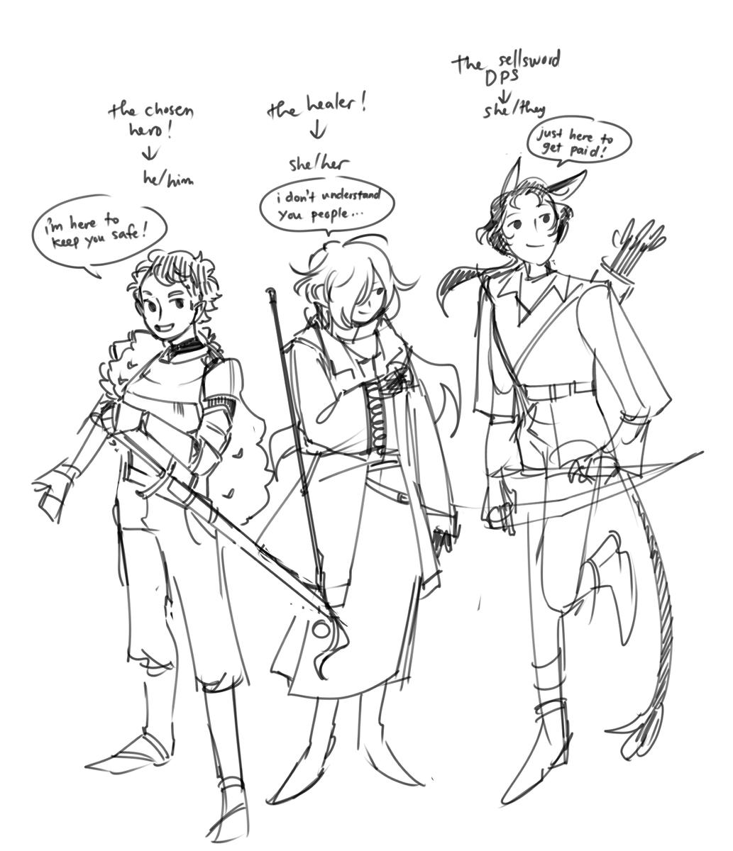 4. this is just really REALLY rough oc concepts.. i want to make a story out of these three one day