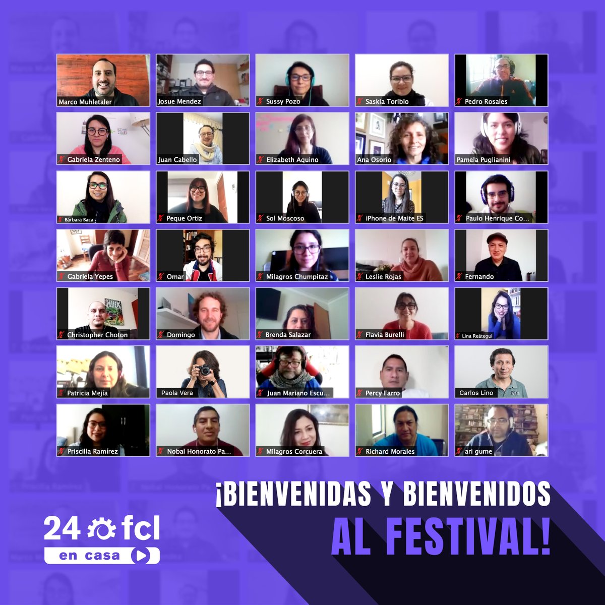 festivaldelima's tweet photo. [#24FCL en casa]
¡Todo el equipo te da la bienvenida al 24 Festival de Cine de Lima PUCP en Casa! 🎥

👉Ya está disponible la transmisión de las 28 películas en competencia. Adquiere tus entradas en https://t.co/rmh9aUFjDK y ¡no te olvides de votar!

#ElCineLatinoNosConecta https://t.co/QwyXExcZRT