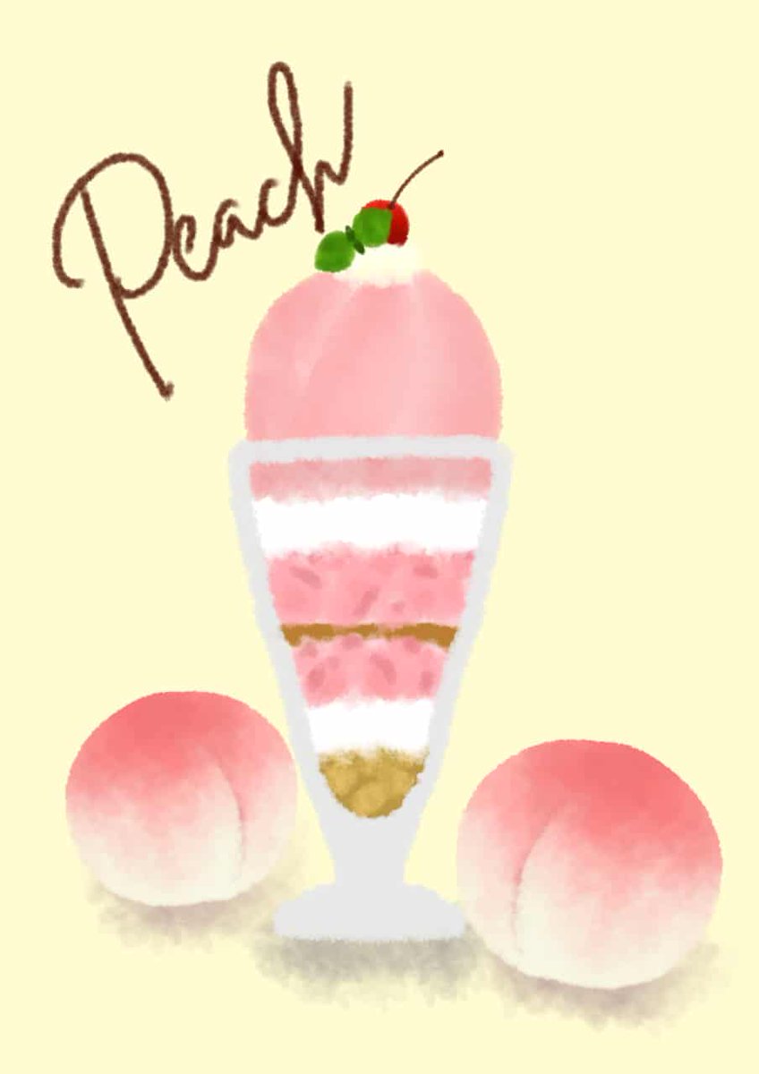 わたし 日本に帰国しました 桃パフェと桃柄の壁紙 T Co Tpp4sujlzo Artstreet Medibang スイーツ 桃 果物 複数枚投稿コンテスト パフェ ピーチ ももひ