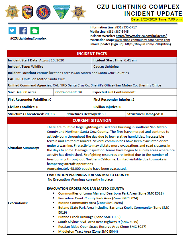 CAL FIRE CZU tweet media