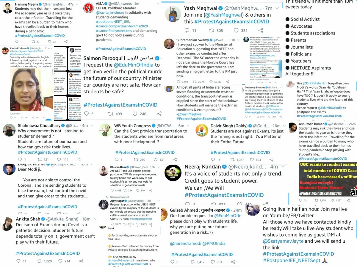 bensivakumar's tweet photo. Supports From All Over India 
#thankyou
Students Unity 👏
                  
        2 Million Tweets ♥️
#protestagainstexamsincovid 
#ProtestAgainstExamsInCOVID https://t.co/UxzNiFpGkX
