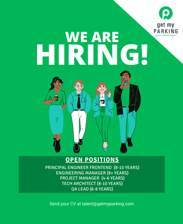 We're a team of passionate people with a vision to make parking a subconscious experience. Join #GetMyParking for an excellent learning environment that gives you fantastic opportunities to grow. Join us to become a part of the smart #mobility revolution.

getmyparking.com/career.php