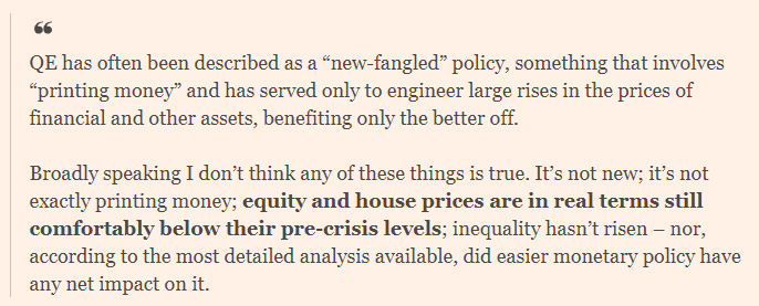 For example, in an excellent article for the  @FTAlphaville,  @TomHale_ wrote about a particularly striking speech by Deputy Governor Ben Broadbent in 2018, which very much exemplifies the  @bankofengland's stance since. Where Broadbent said 