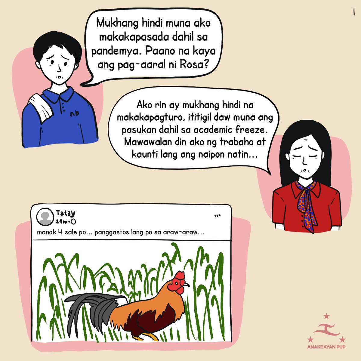AnakbayanPUP's tweet photo. Tunghayan sa komiks na ito ang resulta ng kapabayaan at kasakiman ng rehimeng Duterte sa kalagayan ng isang tipikal na pamilyang Pilipino.

Mahihinuhang hindi Academic Freeze ang solusyon sapagkat aakibat ng pagsulong nito ay kawalan ng trabaho ng mga mamamayan sa sektor (1/4) https://t.co/GIR9WXY61N