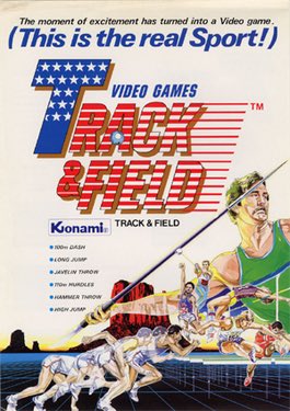  Track & Field. Konami. 1983El primer arcade sobre atletismo y la novedad hizo que fuese un gran éxito, vendiendo en Japón 30000 máquinas en pocos mesos y otras tantas cuando se estrenó en USA. Fue también uno de los primeros juegos llamados machacabotones