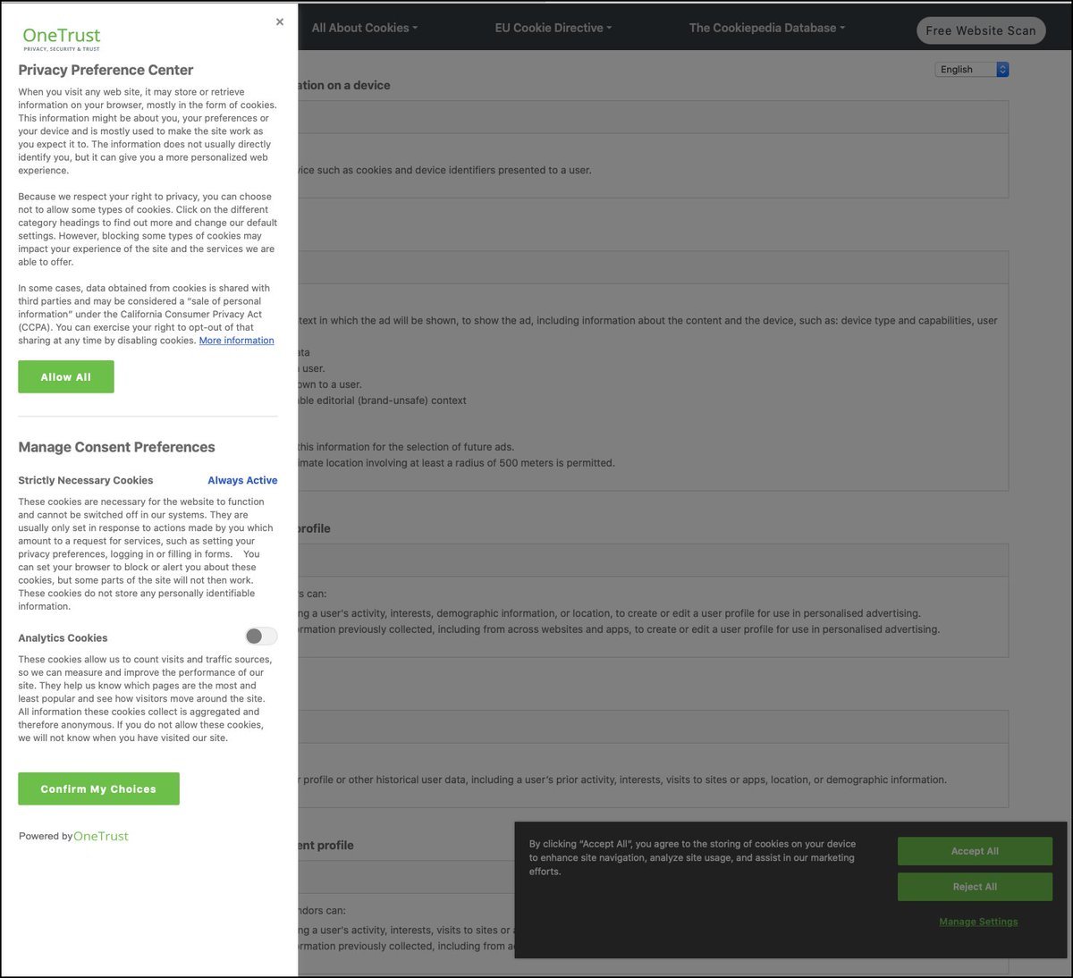 So, about that 'List of IAB Vendors | View Full Legal Text' .. let's click the 'View Full Legal Text' cos SURELY that'll explain the legal basis relied on ..What's that I hear y'all shout? What the f*ck is another cookie notice doing there? Anyways, Nope. No explanation of
