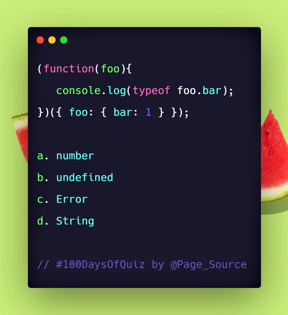 Day 21 question in JavaScript  #100DaysOfQuizWhat is logged in the console for below code? #100DaysOfCode  #JavaScript  #webdevelopment  #FrontEnd