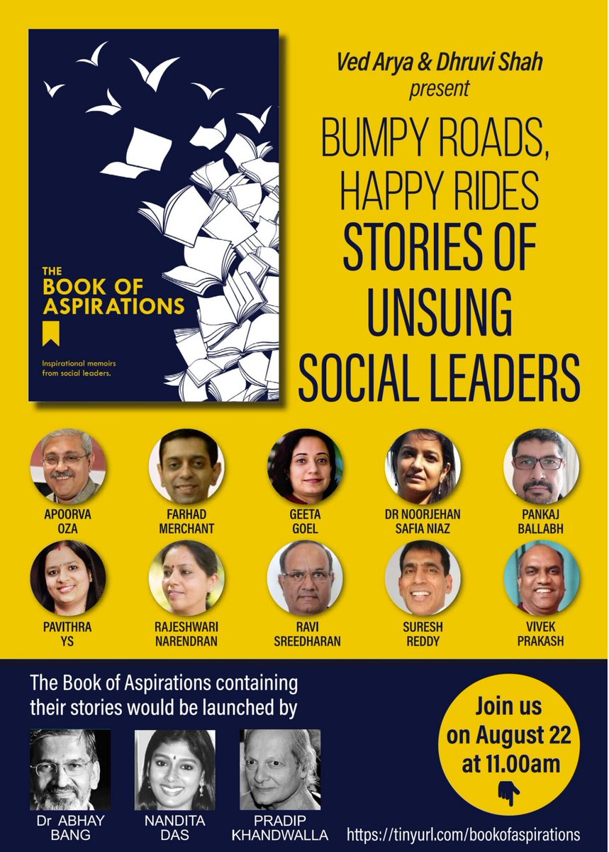 RCRCIndia's tweet photo. Ved Arya &amp; Druvi Shah
present
BUMPY ROADS, HAPPY RIDES
STORIES OF UNSUNG SOCIAL LEADERS 
WEBINAR REGISTRATION : Join us ob 22 August @11 a.m https://t.co/cqZfdMVKbQ
#rcrccoalition  #unsungsocialleaders #booklaunch https://t.co/W3zjXQVugW